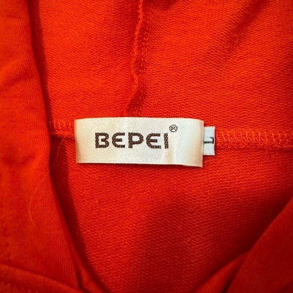 BEPEI tunic pullover longer hoodie orange Size L - Picture 3 of 9